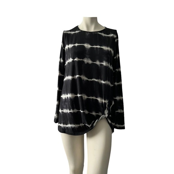 Unbranded Tops - Women's Long Sleeve Round Neck Wrap Knot Top Black Dye Medium Blouse